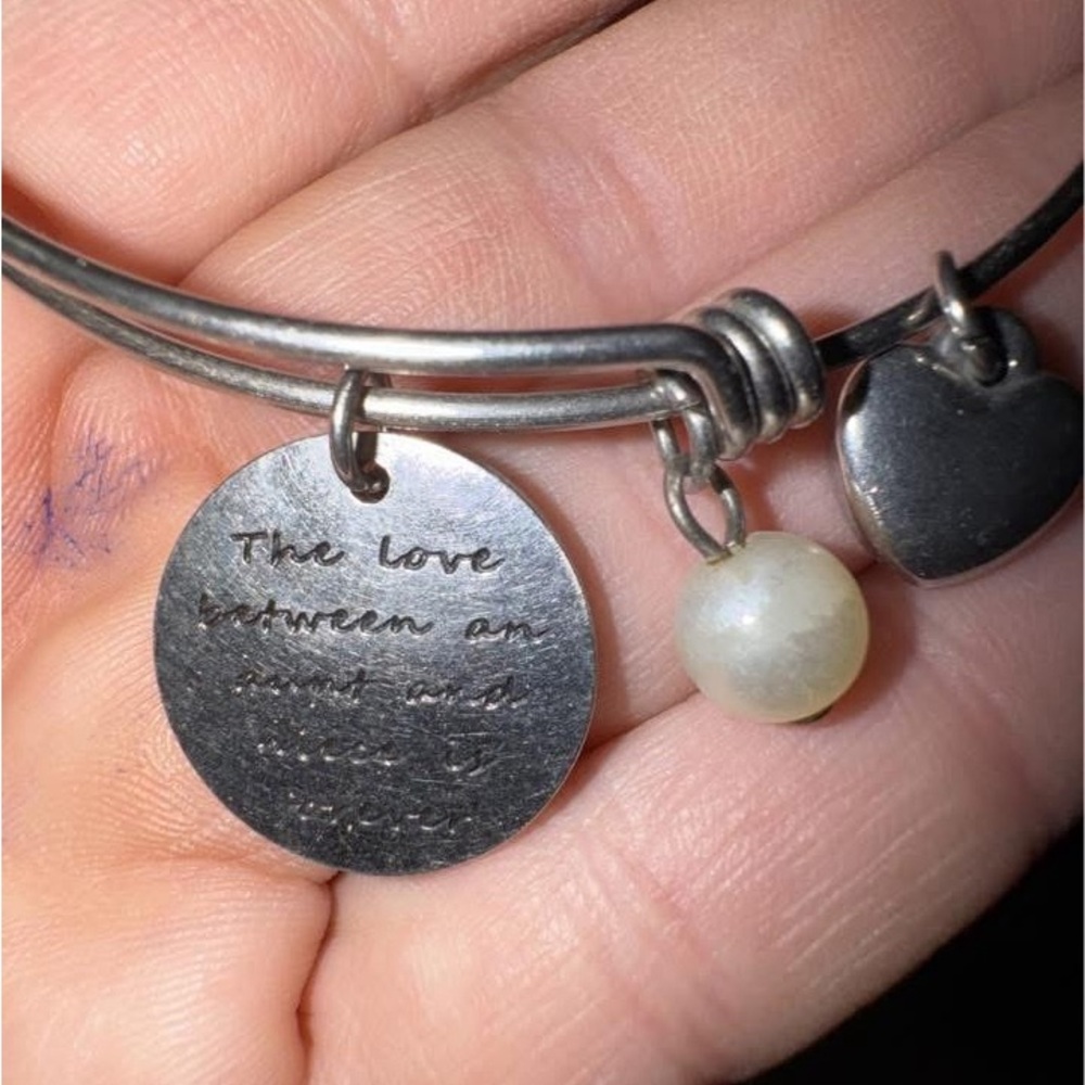 Aunt and niece - Alex and Ani Silver Charm Bracelet with Pearl